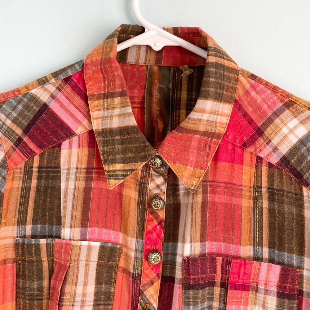 S O L D : Anthropologie Aratta Silent Journey Flannel Plaid Floral Dress - Picture 4 of 17